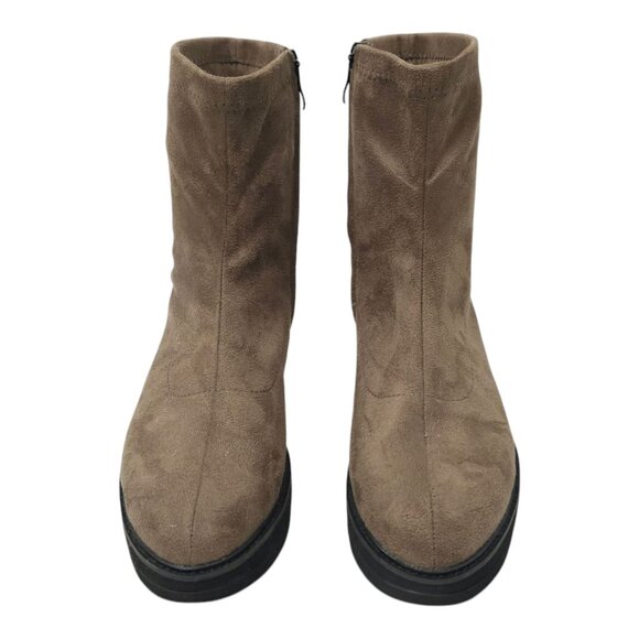Bussola Portofino Platform Ankle Boot Womens Size US 6.5 EU 37 Side Zip Taupe - Picture 15 of 16